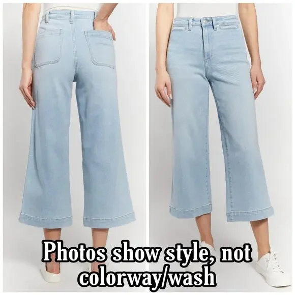Wide Leg Crop Jeans OAT New York Size 10/30 High Rise Medium Wash Stretch Denim - Picture 5 of 11